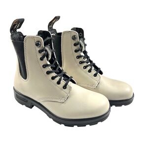 Blundstone Lace-Up Leather Boots Womens US 7 Cream‎ Oat Combat Ankle Boot NEW